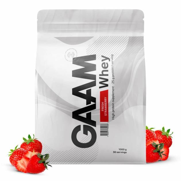 Så här ser GAAM 100% Whey Premium 1 kg Vassleprotein ut i förpackningen.