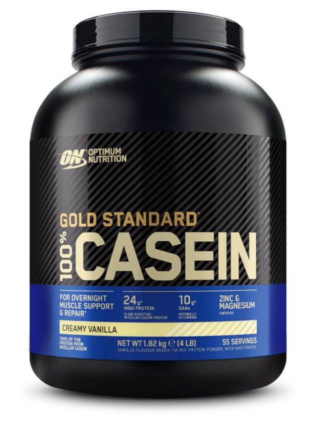 Så här ser Optimum Nutrition 100% Casein kaseinproteinpulver ut.