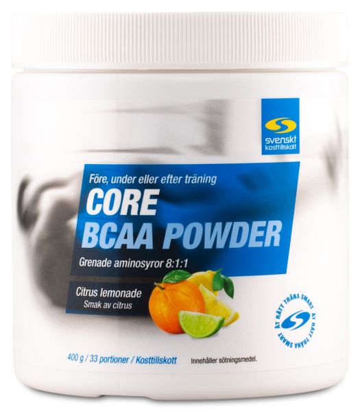Produkten Core BCAA Powder ser ut så här.