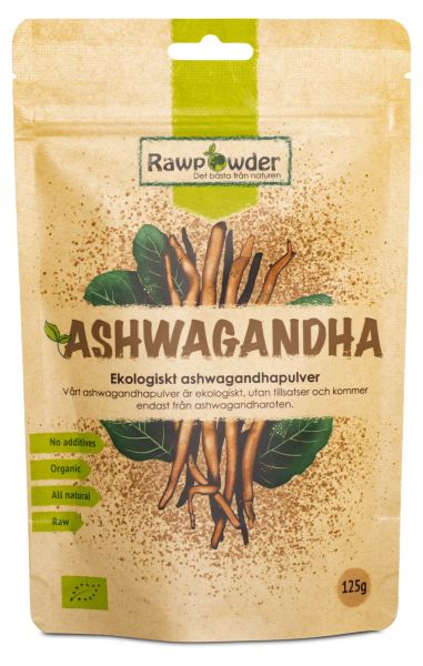 Produkten RawPowder Ashwagandha Pulver ser ut så här.