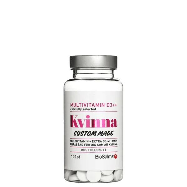 Produkten BioSalma Multivitamin Kvinna D-vitamin++ ser ut så här.